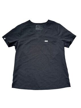 Figs Technical Collection Catarina Black Scrub Top Size M Short Sleeve V-Neck